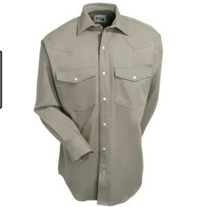 NEW KEY 519.24 MEN'S KHAKI WESTERN LONG SLEEVE WELDER'S SHIRT Size: XL
